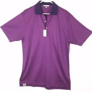 NWT Mens Peter Millar Polo Purple Stripe Size Med